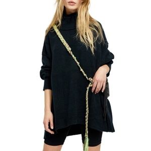 Free People Afterglow Mock Neck Sweater.black